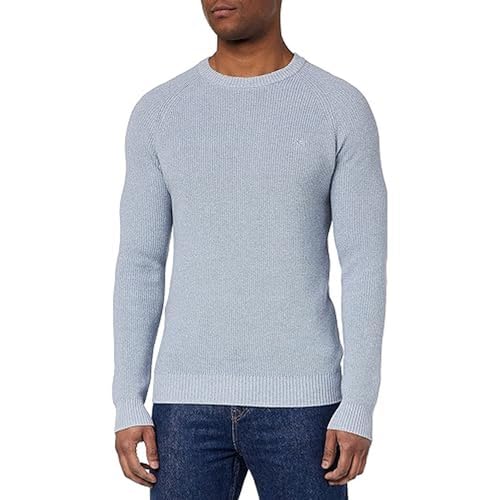 HACKETT LONDON Herren Mouline Crew Pullover Sweater, Blue (Chambray/Ecru), L von Hackett London