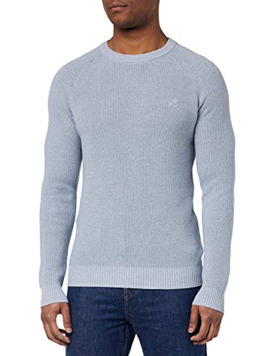 HACKETT LONDON Herren Mouline Crew Pullover Sweater, Blue (Chambray/Ecru), XL von Hackett London