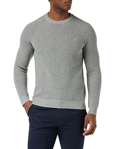 HACKETT LONDON Herren Mouline Crew Pullover Sweater, Grey (Grey/Ecru), L von Hackett London