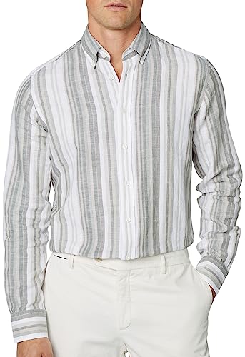 HACKETT LONDON Herren Multi Stripe Hemd, Grün (Grün), XL von Hackett London