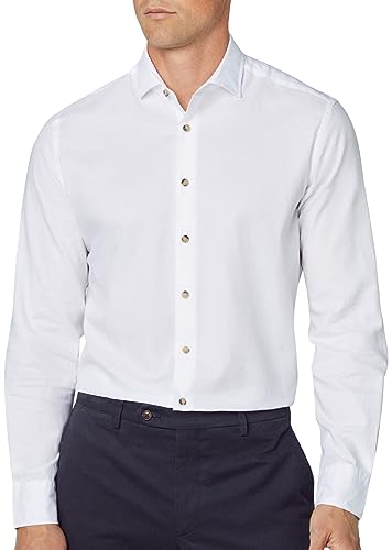 HACKETT LONDON Herren Piece Dyed Soft Twill Hemd, Weiß (Weiß), M von Hackett London