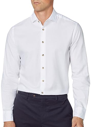 HACKETT LONDON Herren Piece Dyed Soft Twill Hemd, Weiß (Weiß), XXL von Hackett London