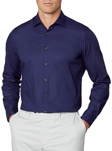 HACKETT LONDON Herren Piece Dyed Soft Twill Hemd, blau (Marineblau), 3XL von Hackett London