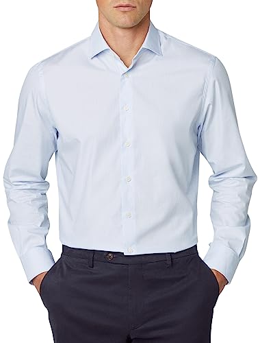 HACKETT LONDON Herren Poplin Micro Stripe Hemd, Blau (Blau/Weiß), XXL von Hackett London