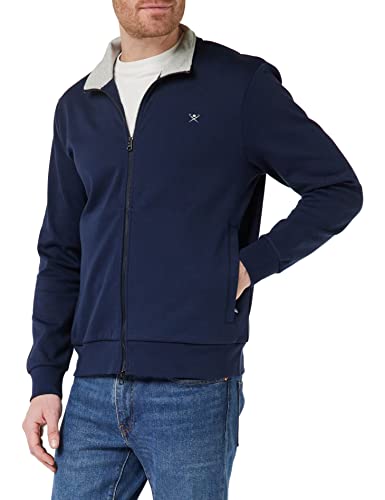 HACKETT LONDON Herren Refined Fz Hooded Sweatshirt, Navy Blazer, XS von Hackett London