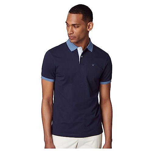 HACKETT LONDON Herren Selvedge Placket Polohemd, Blue (Navy), XXL von Hackett London