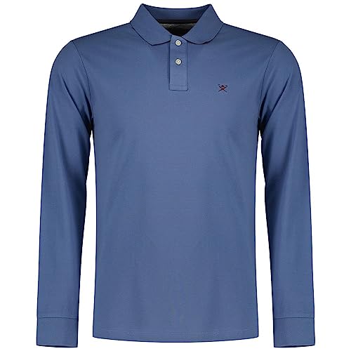 HACKETT LONDON Herren Slim Fit Logo Ls Polohemd, Blue (Steel Blue), 3XL von Hackett London