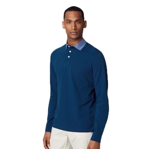 HACKETT LONDON Herren Woven Collar Ls Polohemd, Blau (Midnight), XS von Hackett London