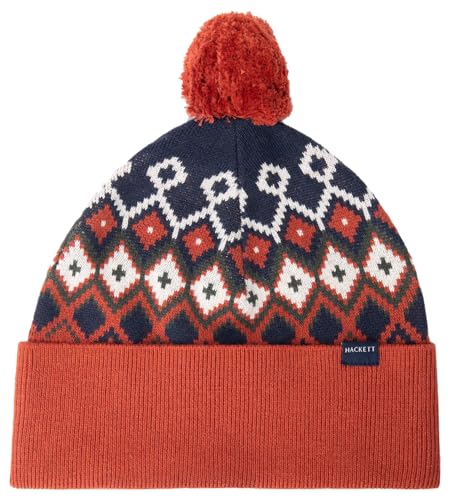 HACKETT LONDON Jungen Fairisle Bobble Hat Verschluss, blau (Marineblau), One Size von Hackett London