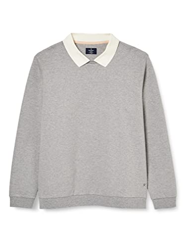 HACKETT LONDON Men's Collared Crew Sweatshirt, Light Grey Marl, M von Hackett London