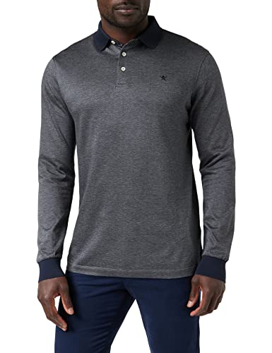 HACKETT LONDON Men's Herringbone Jacq Polo Shirt, Grey, XL von Hackett London