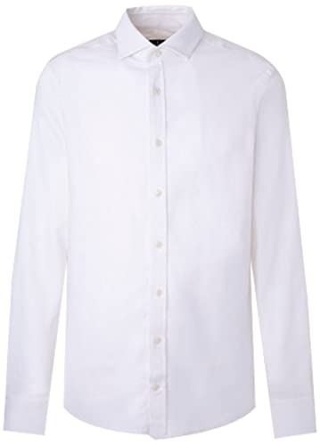 HACKETT LONDON Men's Soft Stretch Hbone Button Down Shirt, White, M von Hackett London