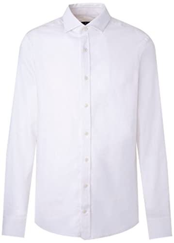 HACKETT LONDON Men's Soft Stretch Hbone Button Down Shirt, White, S von Hackett London