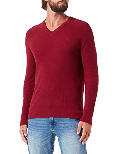 HACKETT LONDON Men's Textured V Neck Pullover Sweater, Syrah, XS von Hackett London