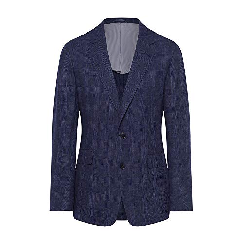 HACKETT LONDON Mens Blue Hopsack Check Cc Jacket, 551BLUE, 40W/32L von Hackett London