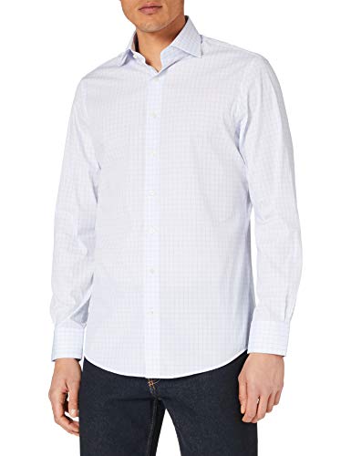 HACKETT LONDON Mens Blue Strch Graph CHK Shirt, 5BMSKY/White, 175 von Hackett London