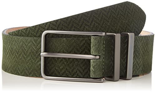 HACKETT LONDON Mens Embossed Print Suede Belt, 665GREEN, 28 von Hackett London