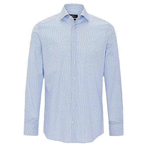 HACKETT LONDON Mens Two Tone Grid Check Shirt, 8ASWHITE/Blue, 14.5 von Hackett London