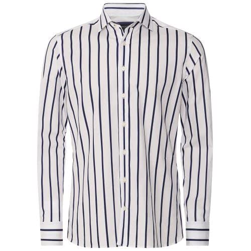 HACKETT LONDON Herren Bold Stripe Hemd, White/Navy, XXL von Hackett London