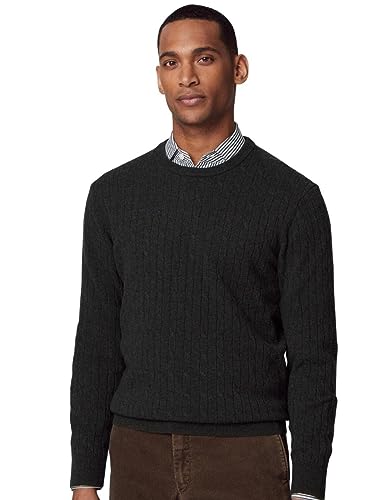 HACKETT LONDON Herren Lambwool Cable Crew Pullover, Grün (dunkelgrün), S von Hackett London