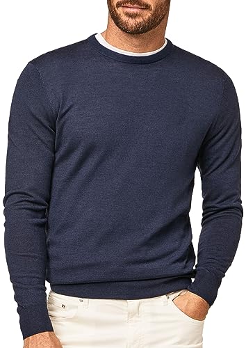 Hackett London Herren GMD Merino Silk Crew Pullover, Blue (Navy), XS von Hackett London