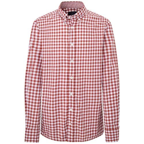 Hackett London Herren Großes, feines Gingham Hemd, Rot (Rot/Weiß), XXL von Hackett London