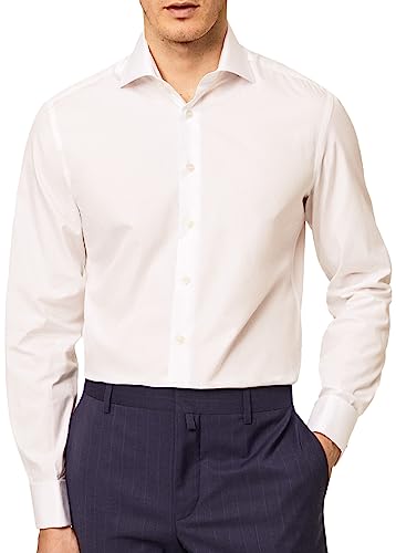 Hackett Herren Poplin Slim Dc Businesshemd, Weiß (800WHITE 800), 40 (Herstellergröße:157) von Hackett London