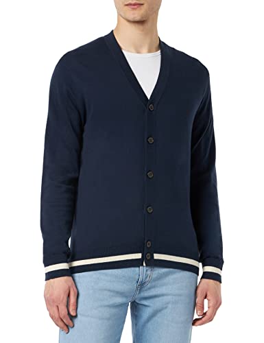 HACKETT LONDON Herren Cotton Silk Cardigan Strickjacke, Navy, XXL von Hackett London