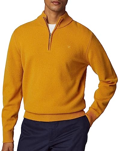 Hackett London Herren Lammwolle Hzip Pullover, Gelb (Senf), X-Large von Hackett London