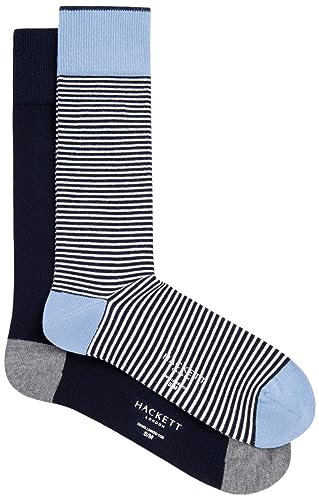 Hackett London Herren Streifen 2p Socken, blau (Marineblau), L von Hackett London