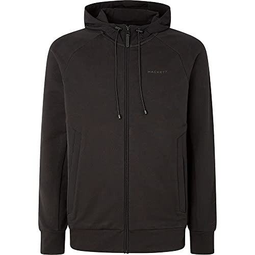 HACKETT LONDON Men's Hs Hybrid HDY Fz Hooded Sweatshirt, Black, M von Hackett London