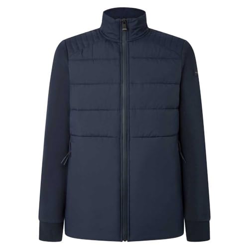 Hackett London Herren Hs Quilt Hybrid Fz Sweatshirt, Blue (Navy), XL von Hackett London