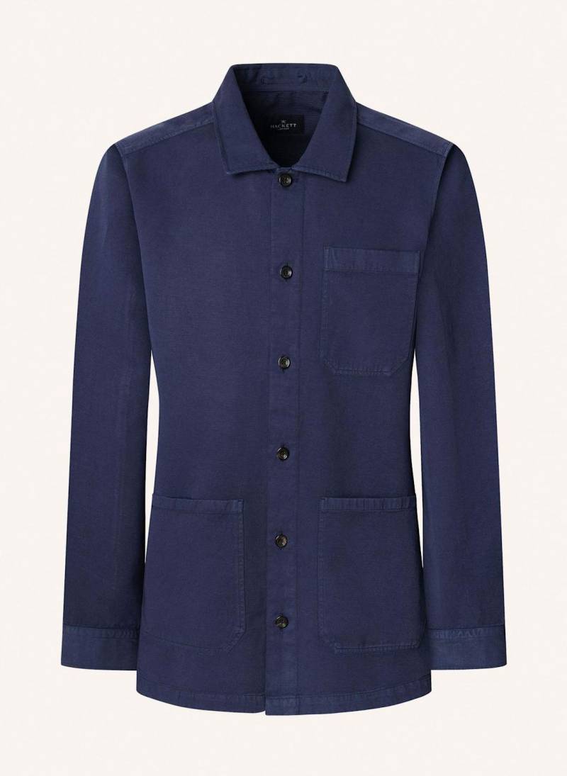 Hackett London Freizeithemd Cot Lin Overshirt blau von Hackett London