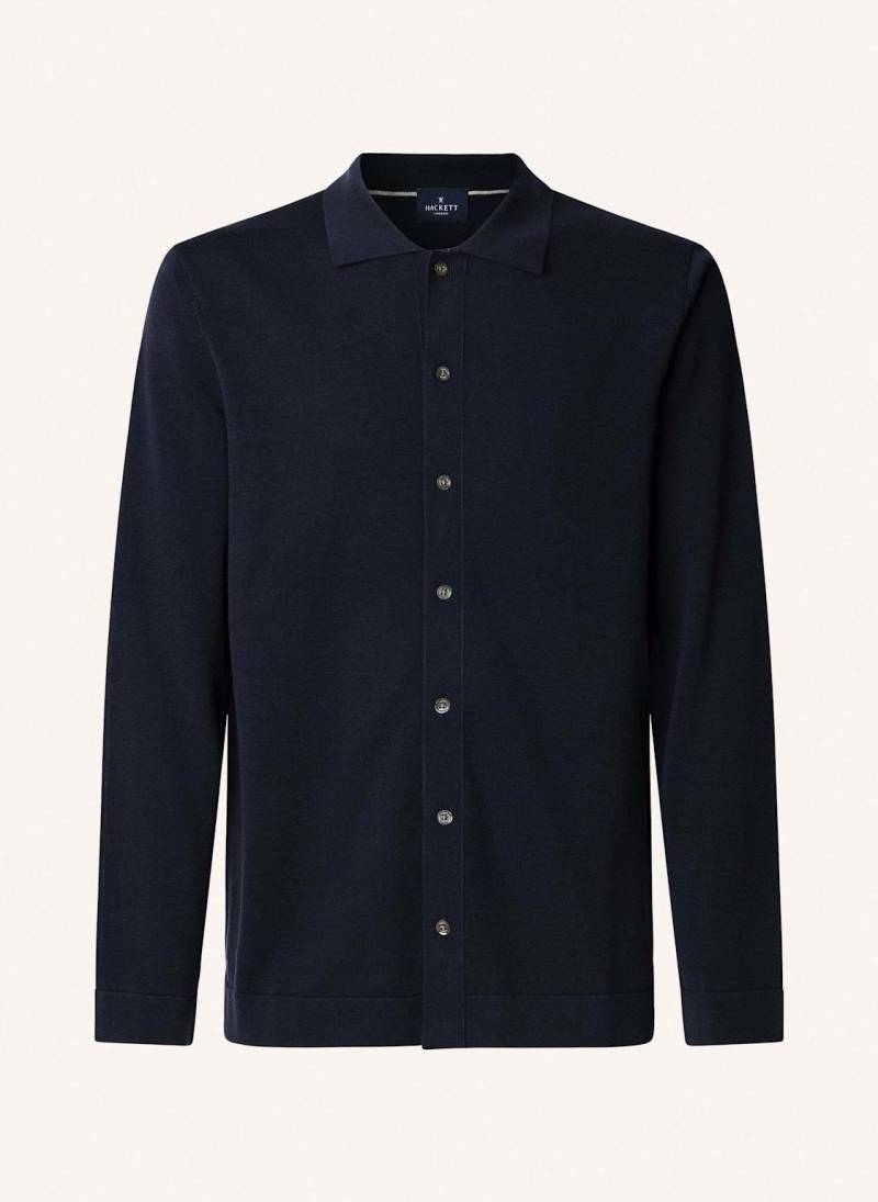 Hackett London Freizeithemd Ess Cot Silk Overshirt blau von Hackett London