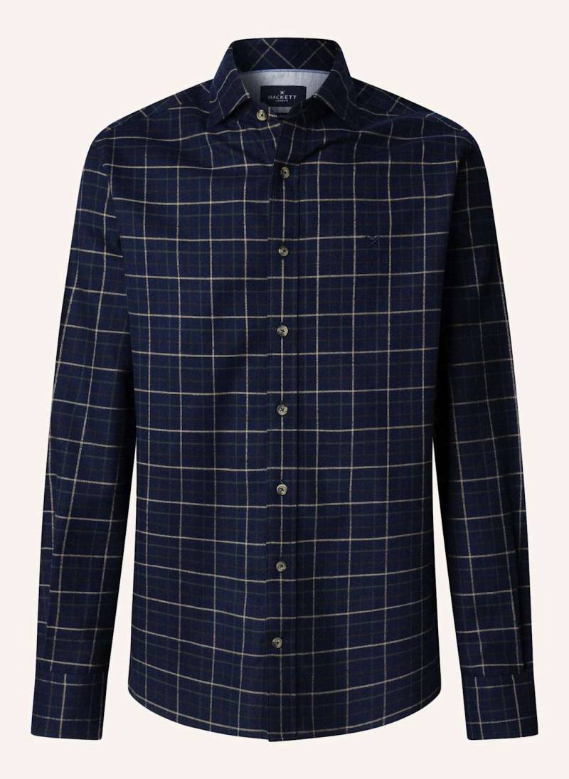 Hackett London Freizeithemd Navy Flan Tattersall blau von Hackett London