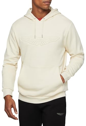 Hackett London Herren AM Embossed HDY Kapuzenpullover, Beige (Bone), L von Hackett London