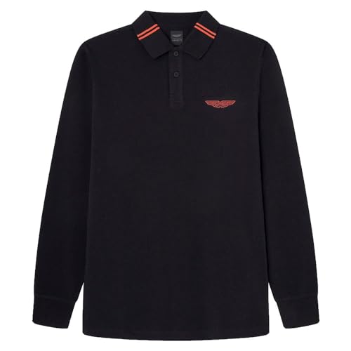 Hackett London Herren AM Tipped LS Polo, Black (Black), M von Hackett London