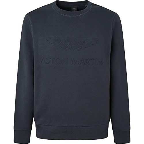 HACKETT LONDON Herren Amr Embossed Crew Sweatshirt, Navy, L von Hackett London