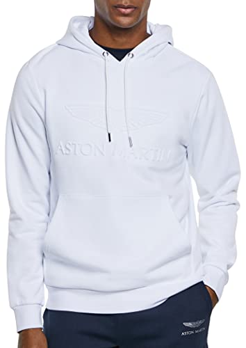 HACKETT LONDON Herren Amr Embossed HDY Kapuzenpullover, weiß, S von Hackett London