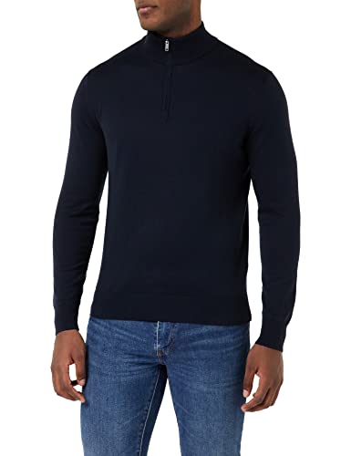 HACKETT LONDON Herren Cotton Cashmere Hzip Pullover, Navy, S von Hackett London