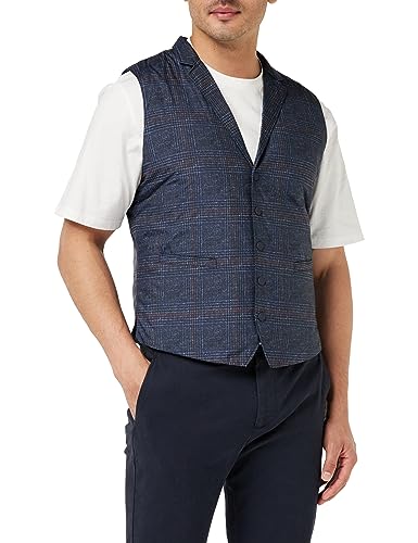 Hackett London Herren Bedruckte Weste, Blau (Marineblau/Burgunderrot), XXXL von Hackett London