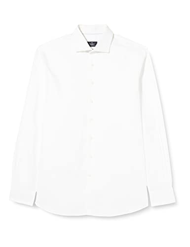 Hackett London Herren Businesshemd Pinpoint Single Cuff, Weiß (White 800), 16 von Hackett London