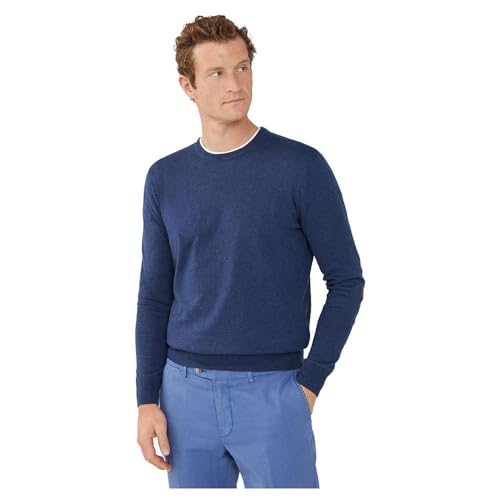 Hackett London Herren Cotton Cashmere Crew Strickwaren, Blue (Navy), XL von Hackett London