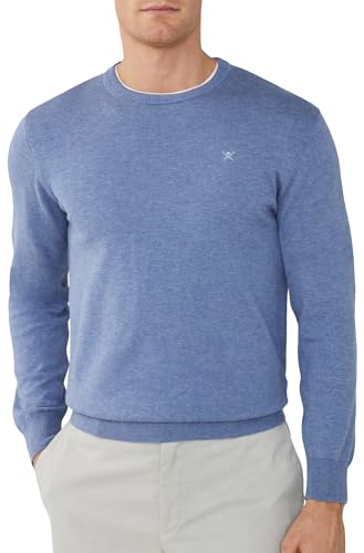 Hackett London Herren Cotton Silk Crew Strickwaren, Blue (Chambray Blue), M von Hackett London