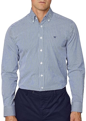 Hackett London Herren Essentielles Gingham Hemd, Weiß (Weiß/Marineblau), XS von Hackett London