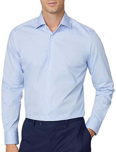 Hackett London Herren FORMAL Gingham Hemd, White (White/Blue), 15 von Hackett London