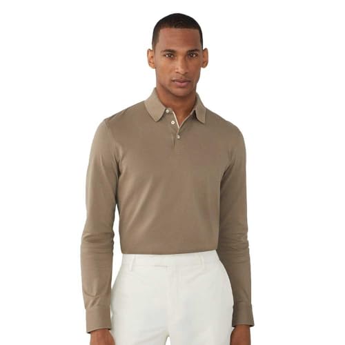 Hackett London Herren Fashioned CLR Ls Polo, Brown (Taupe Beige), XXL von Hackett London
