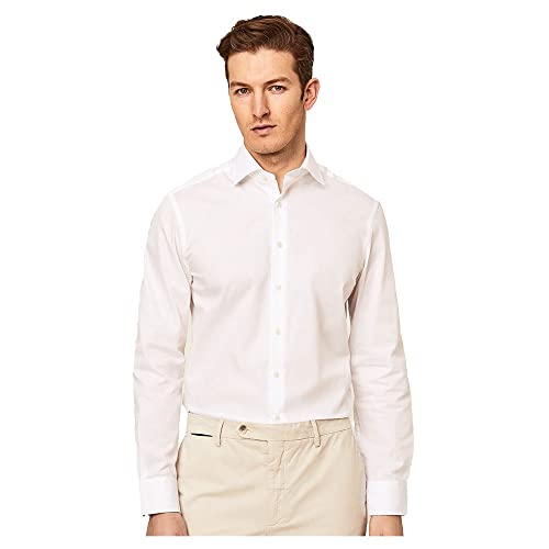 HACKETT LONDON Herren Fine Herringbone Hemd, weiß, 17 von Hackett London