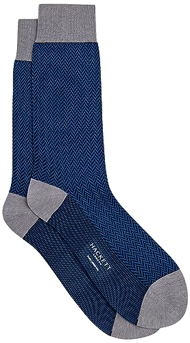 Hackett London Herren Fischgrätenmuster Socken, blau (Marineblau), L von Hackett London