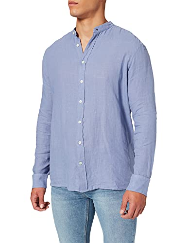 Hackett London Herren Freizeithemd GMT DYED LINEN PS Blau (DUCK 5PG) Small (Herstellergröße:S) von Hackett London